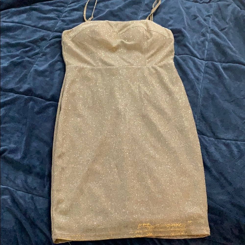 Sparkly silver mini dress